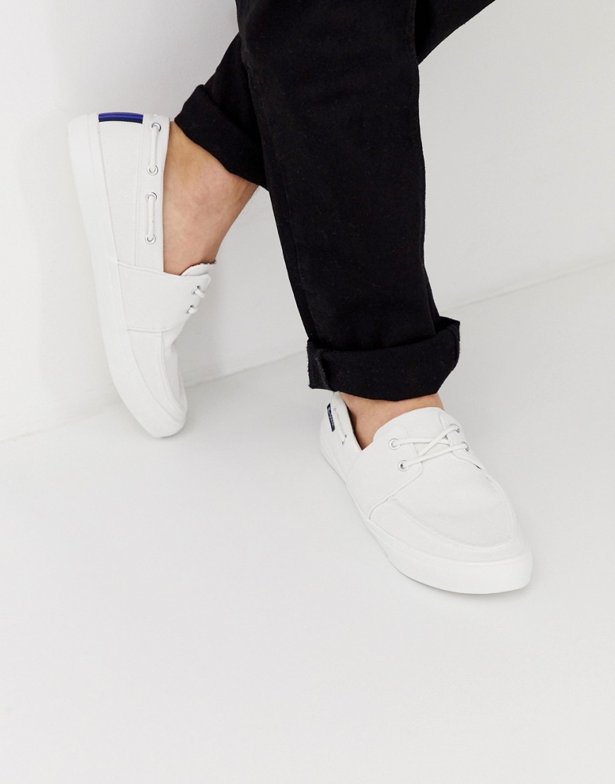 Ben Sherman boat shoes in white