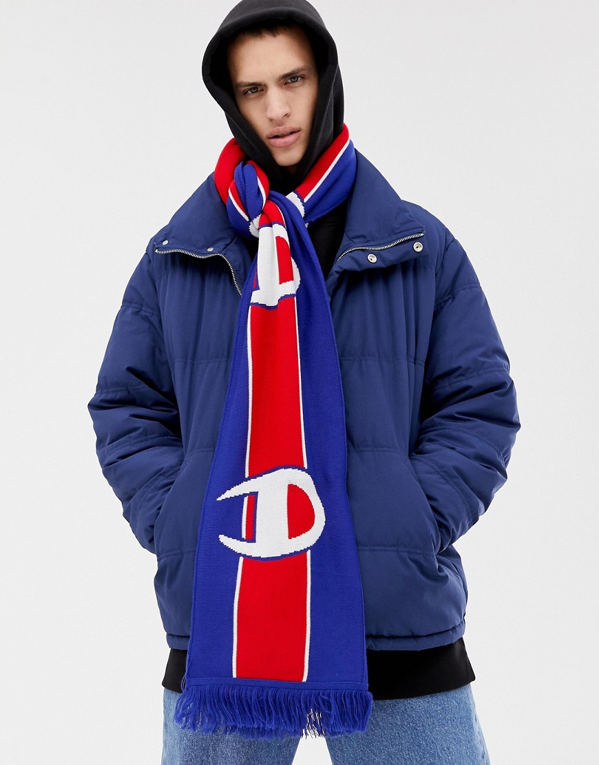 Champion Scarf With Repeat Logo In Blue