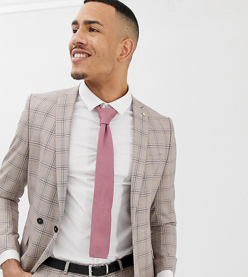 Twisted Tailor Tall super skinny double breasted suit jacket in mini check