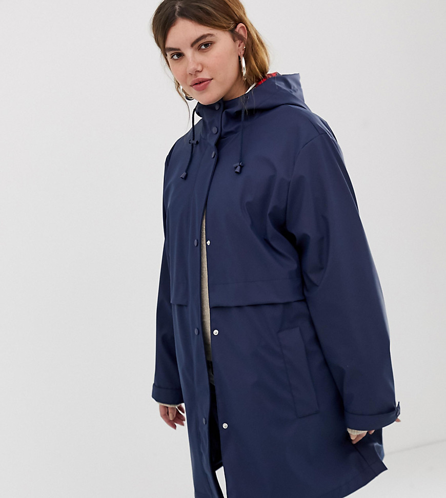 ASOS DESIGN Curve raincoat with brushed check lining
