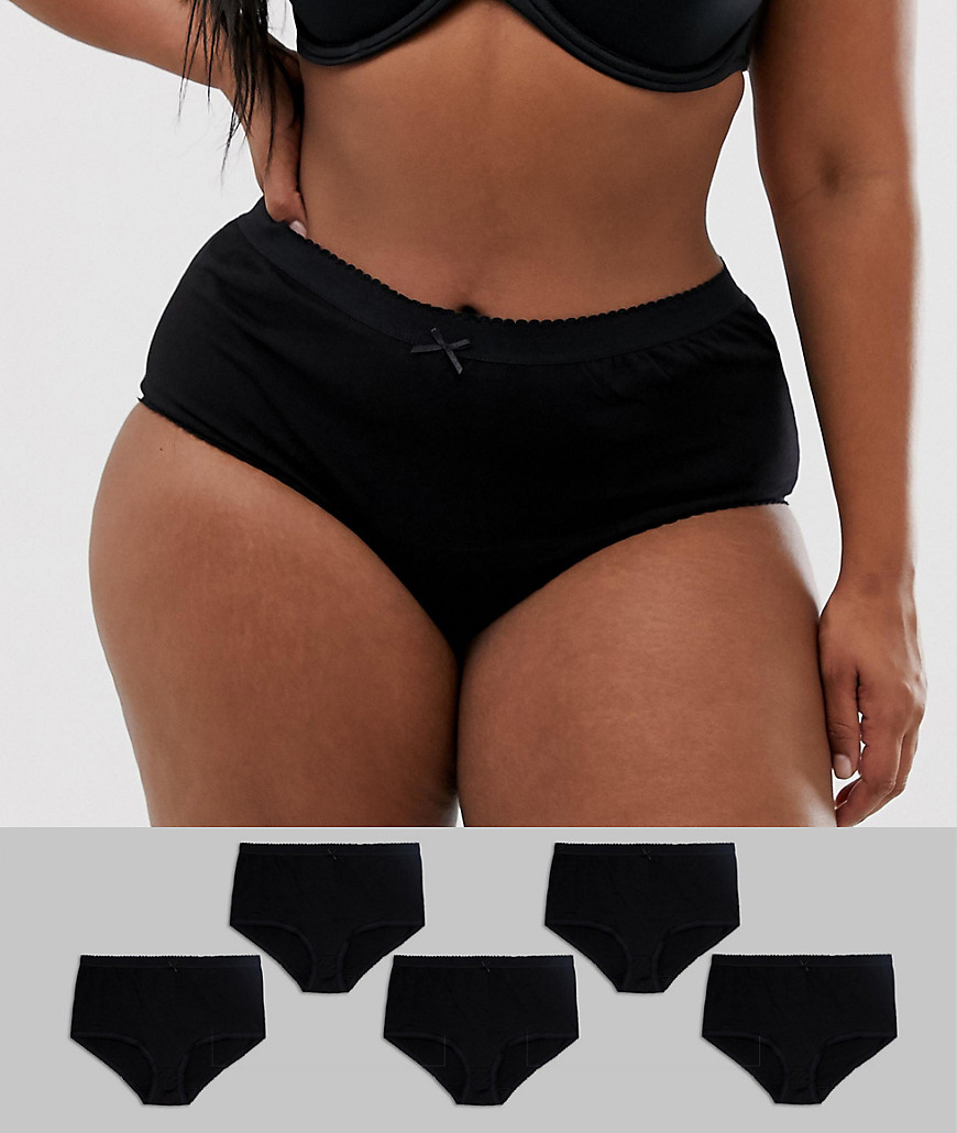 Yours Curve 5 pack black knickers