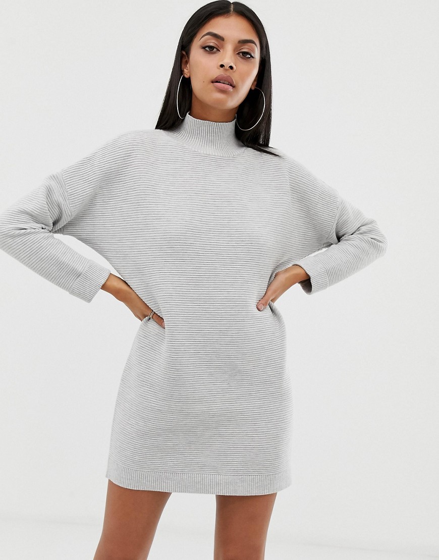 Missguided high neck knitted dress - Grey