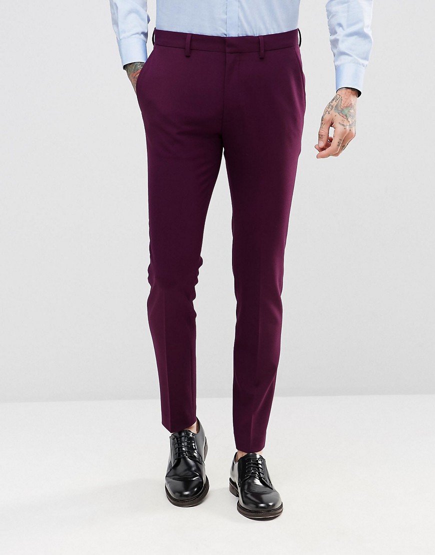 ASOS Super Skinny Fit Suit Trousers In Blackcurrant - Purple