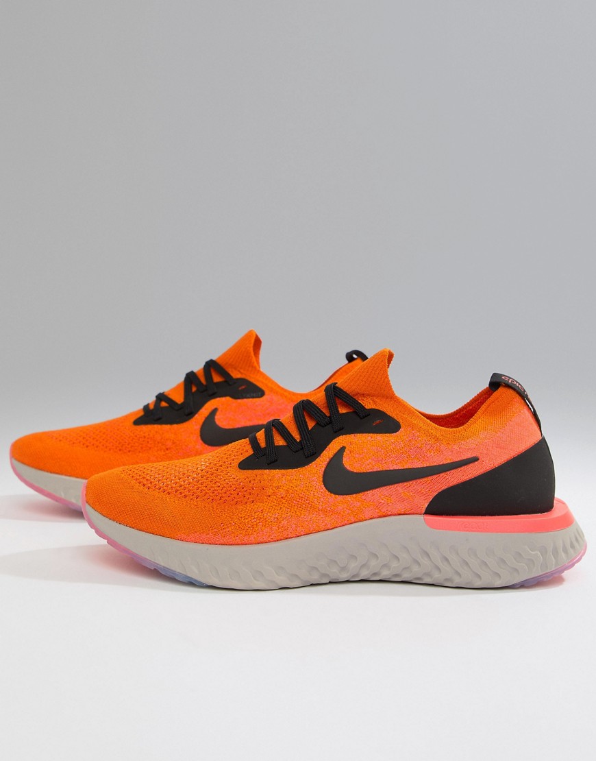 Nike Running Epic React Flyknit trainers in orange aq0067-800