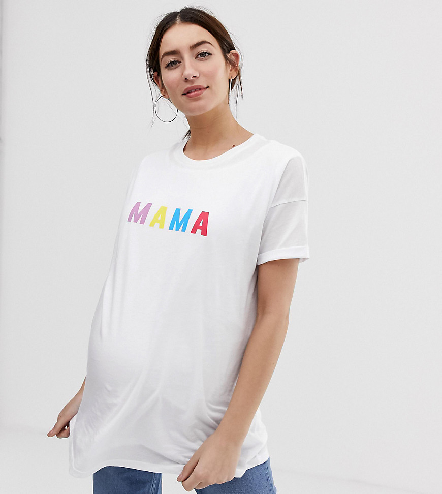 ASOS DESIGN Maternity nursing double layer t-shirt with mama slogan