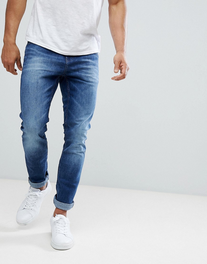 Tom Tailor Slim Fit Jeans In Mid Blue Wash - 1052 blue