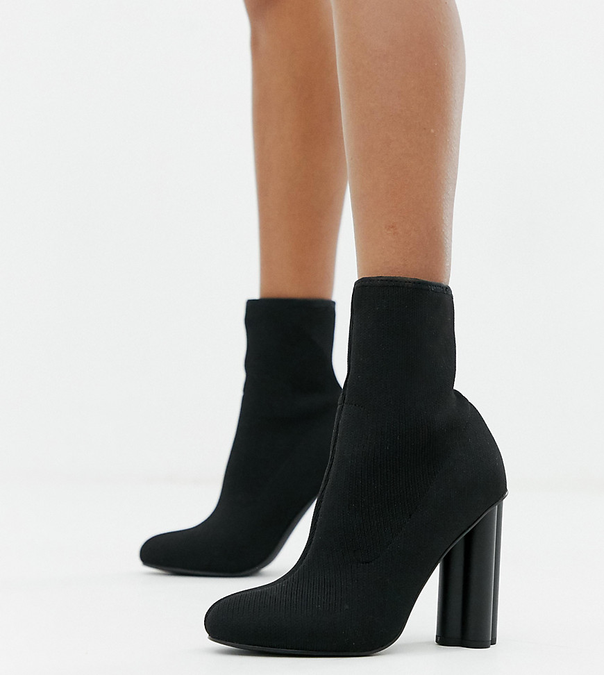 Asos Design Eliza Knitted Heeled Sock Boots-black