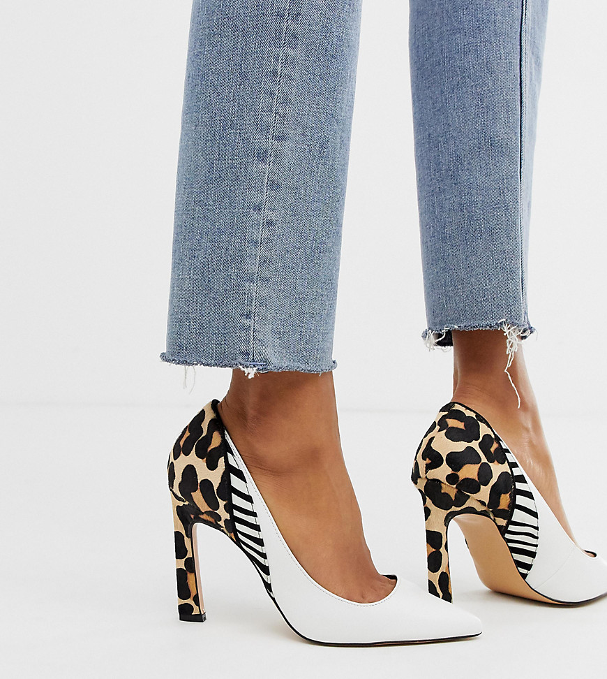River Island court shoe in mixed animal print