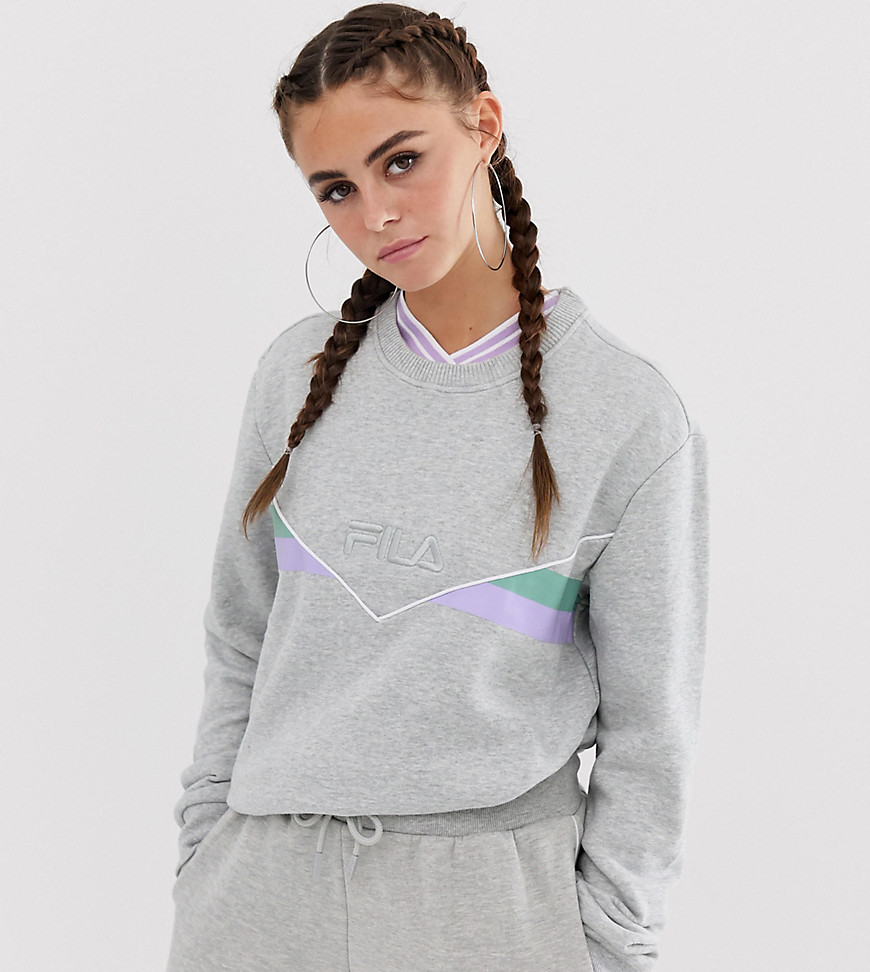 Fila oversized sweatshirt with front logo and neon piping co-ord