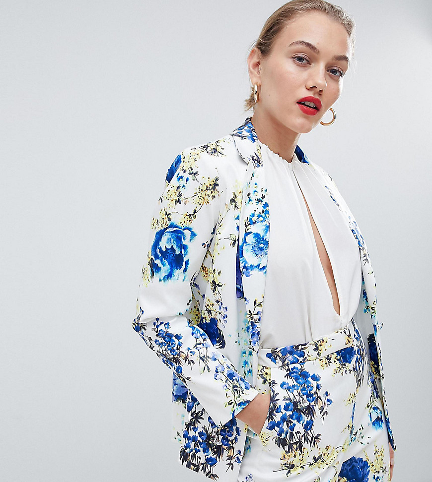 ASOS DESIGN Petite tailored floral print single breasted blazer