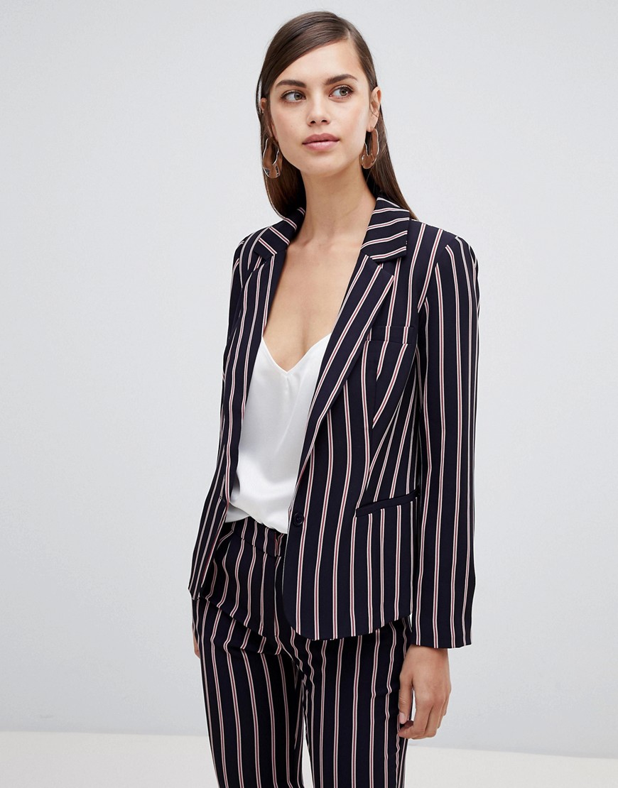 Unique 21 stripe tailored single button blazer