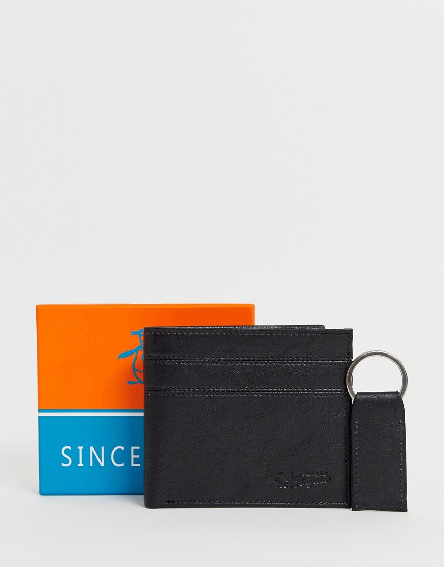 Original Penguin bi-fold wallet and keyring set