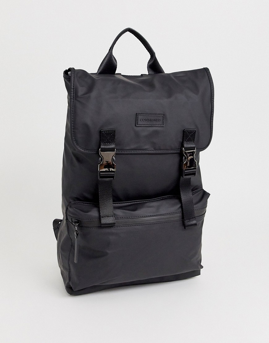Consigned clip backpack in black