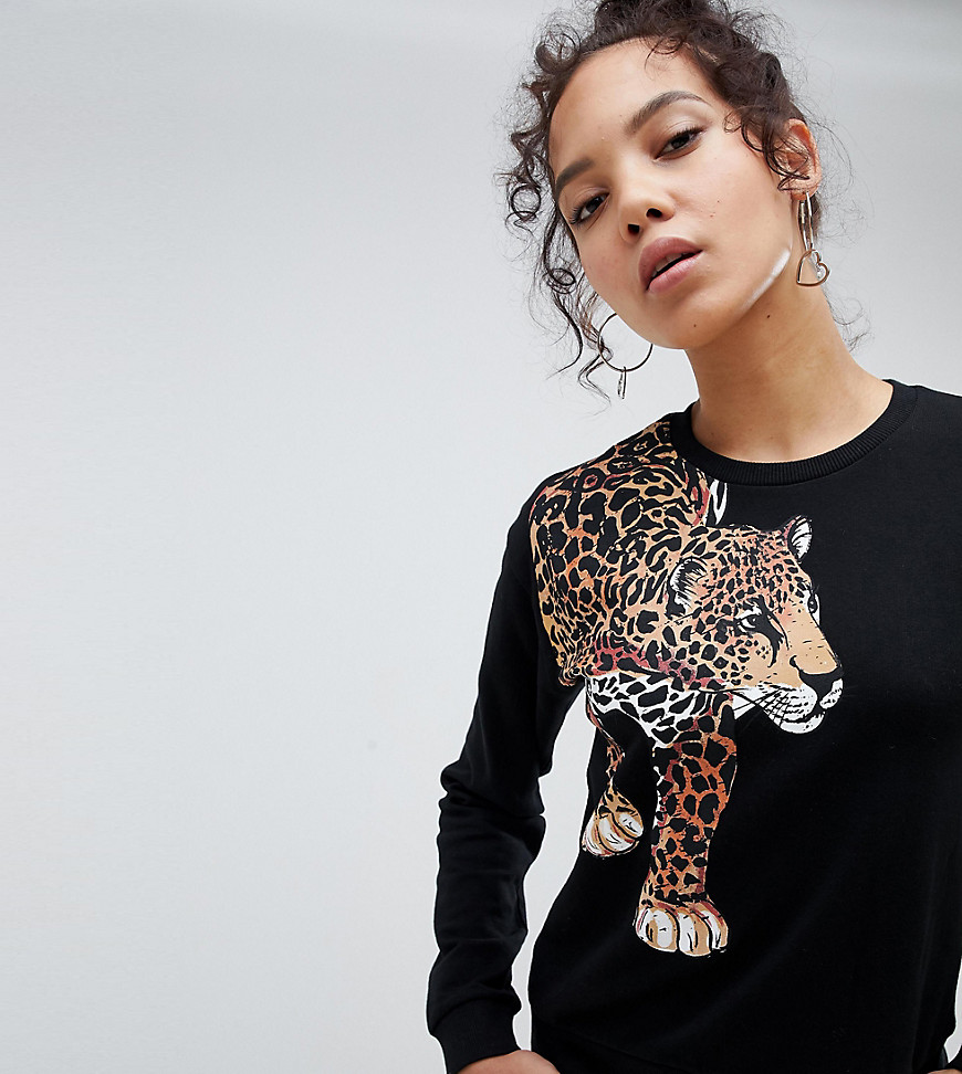 ASOS DESIGN Tall sweat with leopard placement print