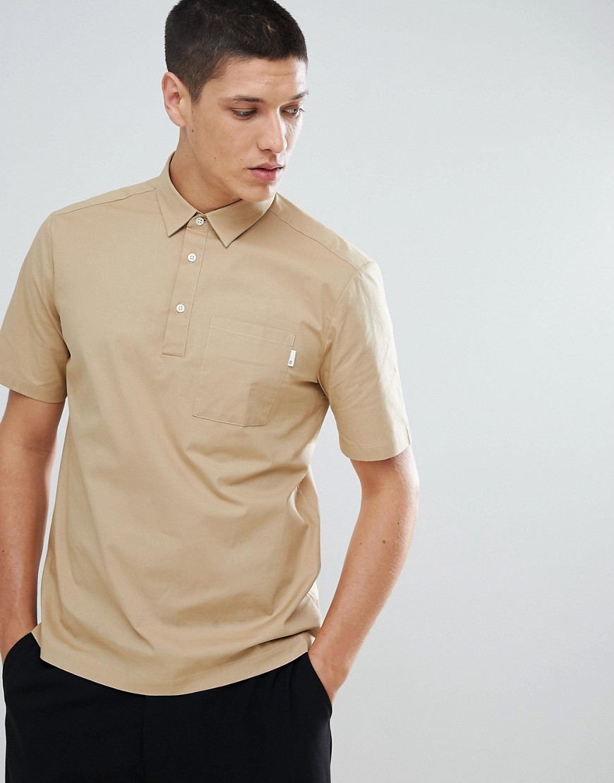 FoR Regular Fit Shirt With Pocket In Stone