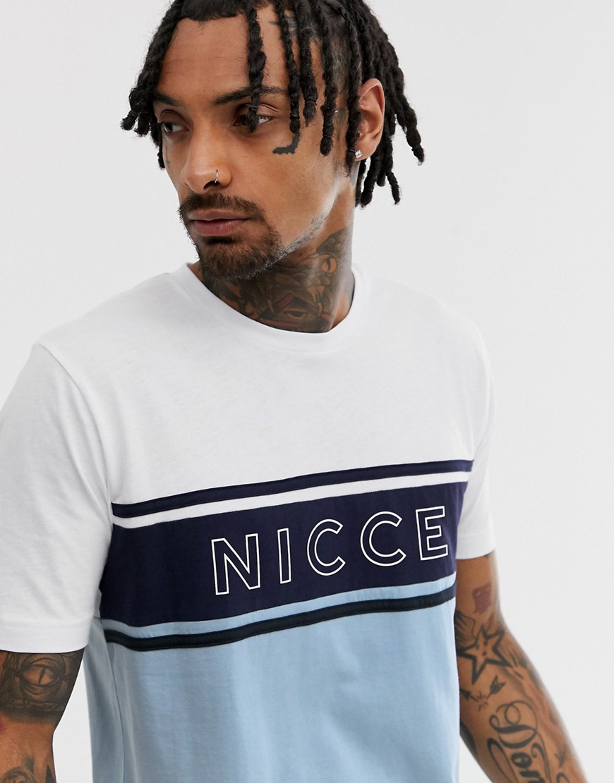 Nicce t-shirt with logo panel in blue