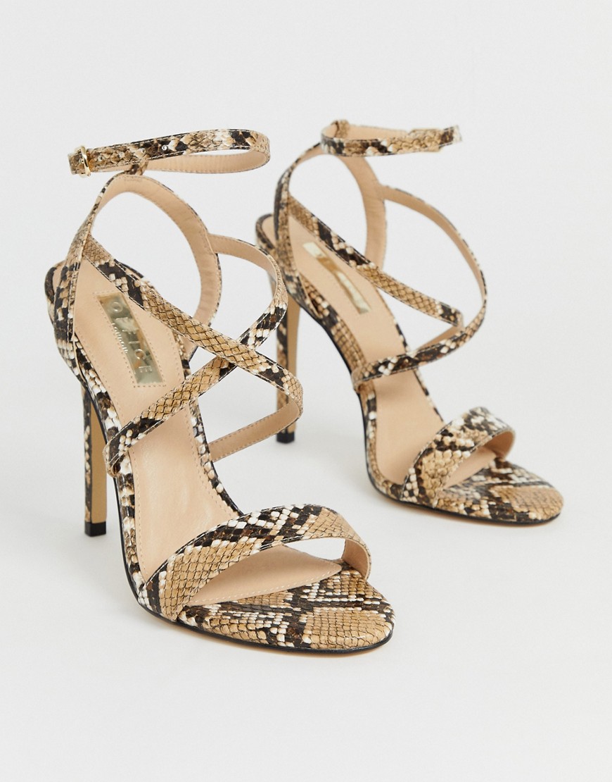 Office Hooria snake strappy heeled sandals