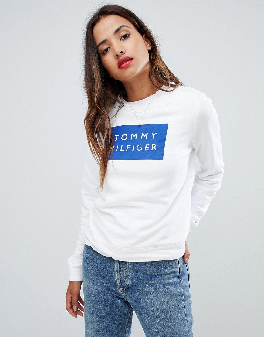 Tommy Hilfiger Square Logo Sweatshirt - Classic white /blue