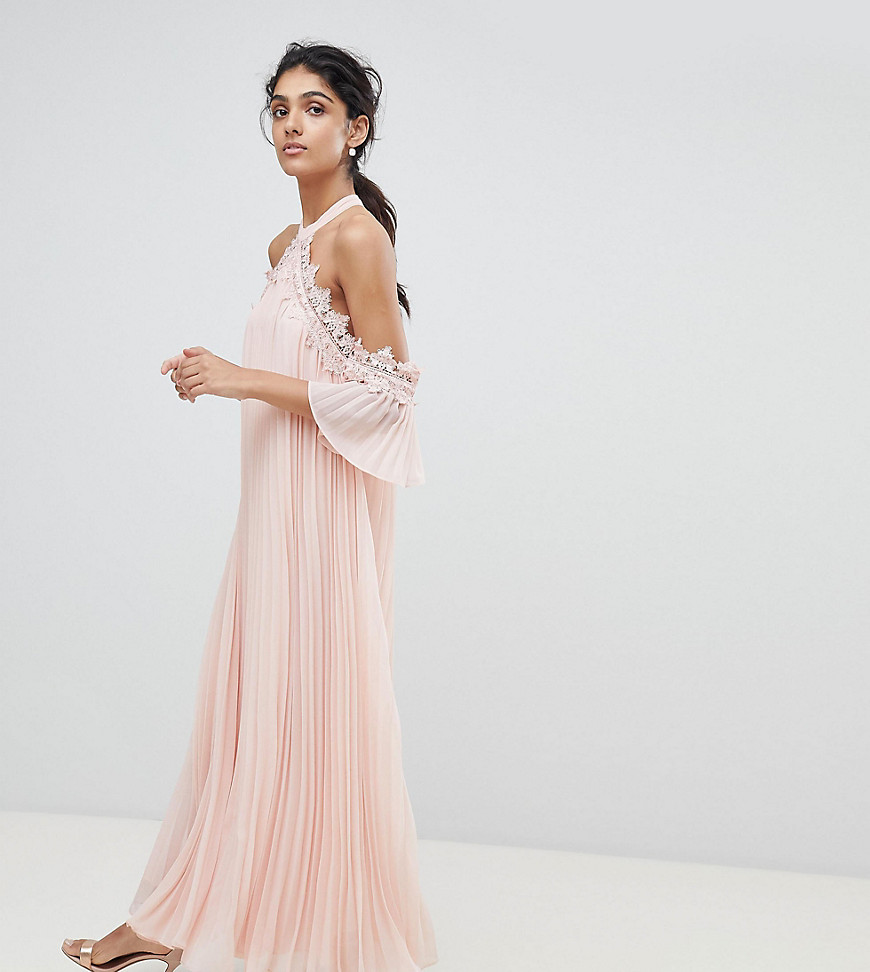 True Decadence Tall Pleated Swing Dress With Cold Shoulder Detail