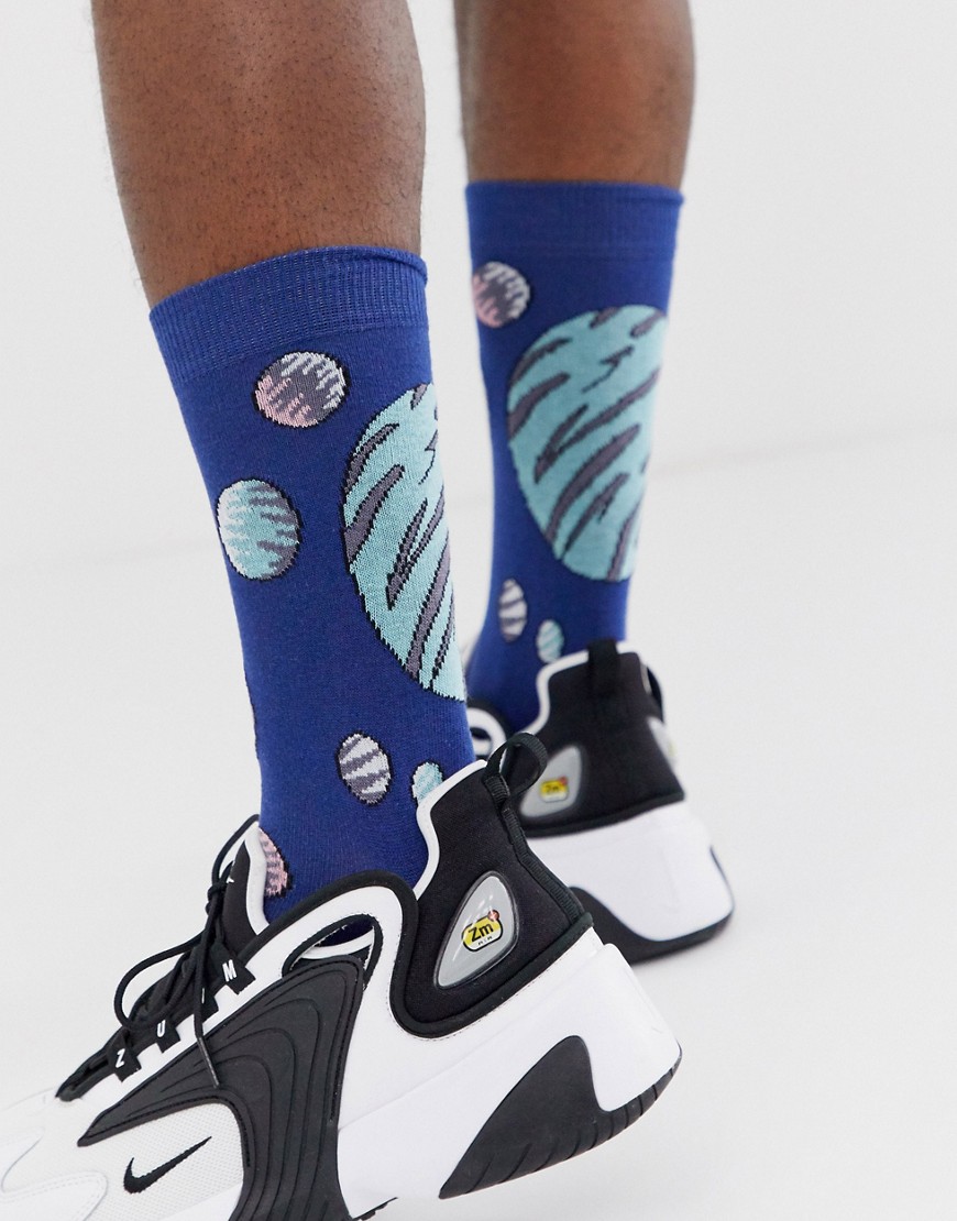 ASOS DESIGN all over print planet ankle sock