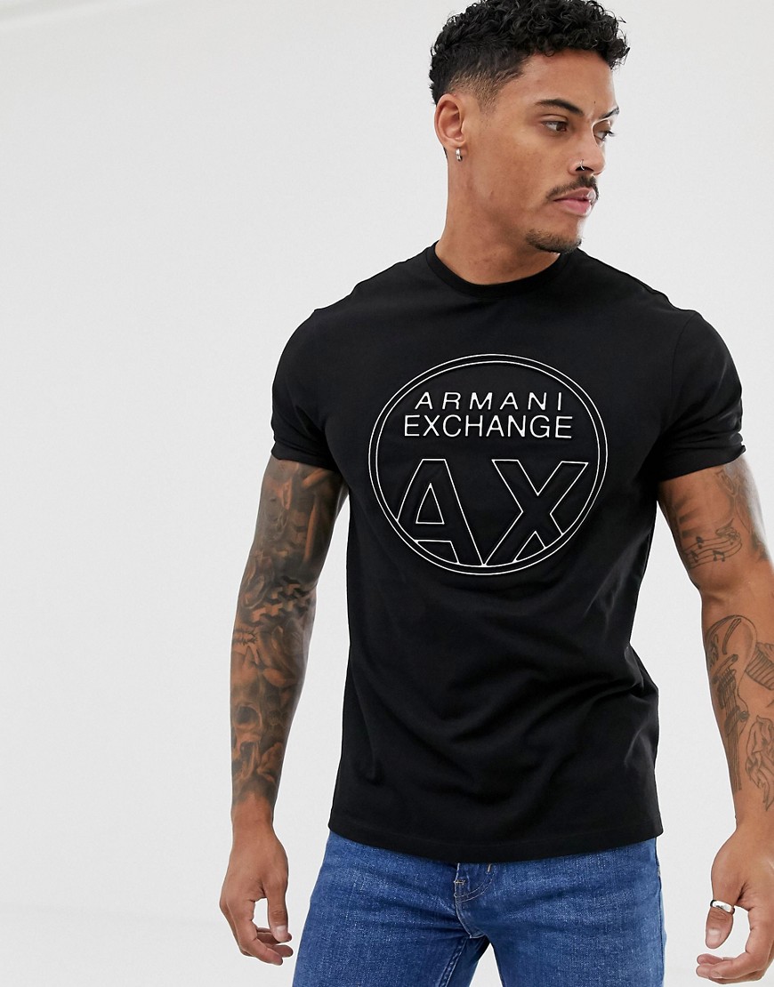 Armani Exchange AX circle logo t-shirt in black