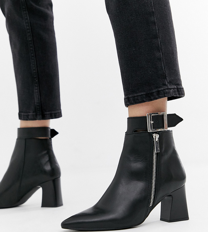Depp wide fit leather side zip heeled boots