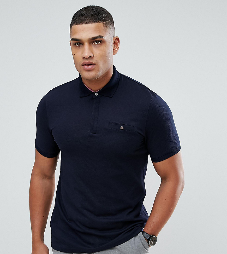 Ted Baker TALL Polo in Texture - 10 navy