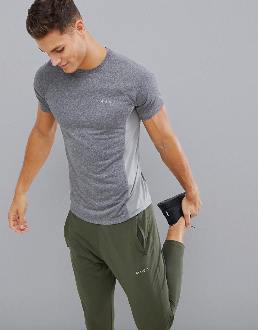 ASOS 4505 training t-shirt with breathable mesh panels and quick dry in grey marl