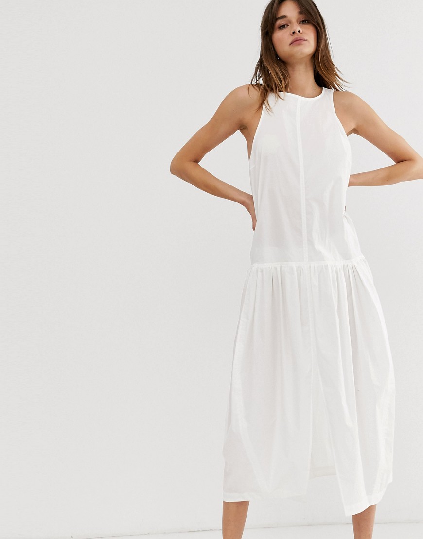 Weekday limited edition poplin dress in white