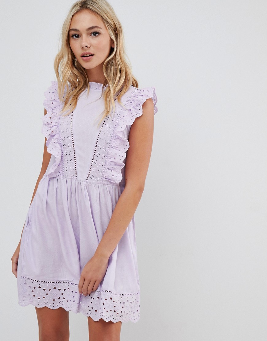 Urban Bliss broderie dress In lilac