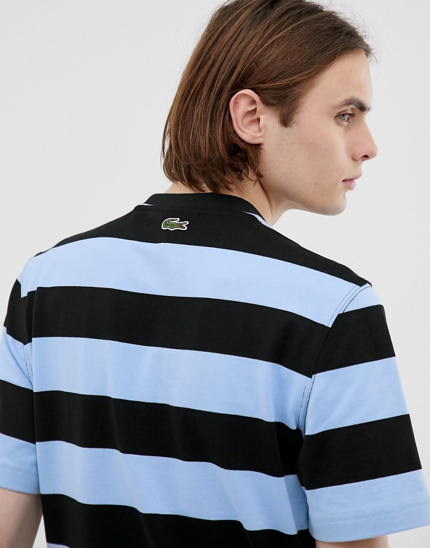 Lacoste L!VE stripe t-shirt in blue and navy