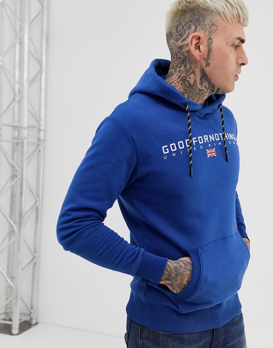 Good For Nothing hoodie in blue with chest logo