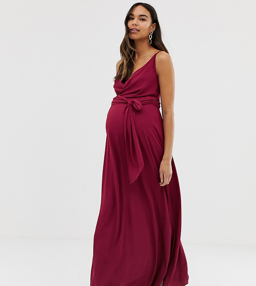 ASOS DESIGN Maternity cami wrap maxi dress with tie waist