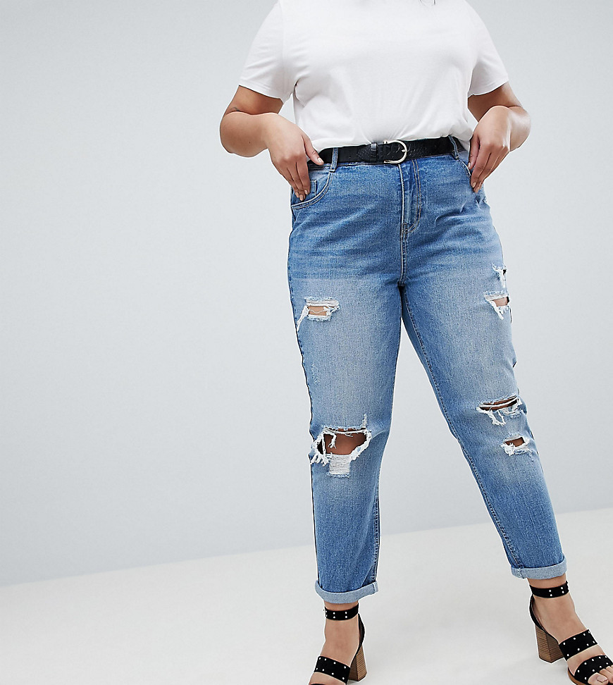 Светлые состаренные джинсы в винтажном стиле Urban Bliss Plus - Синий 