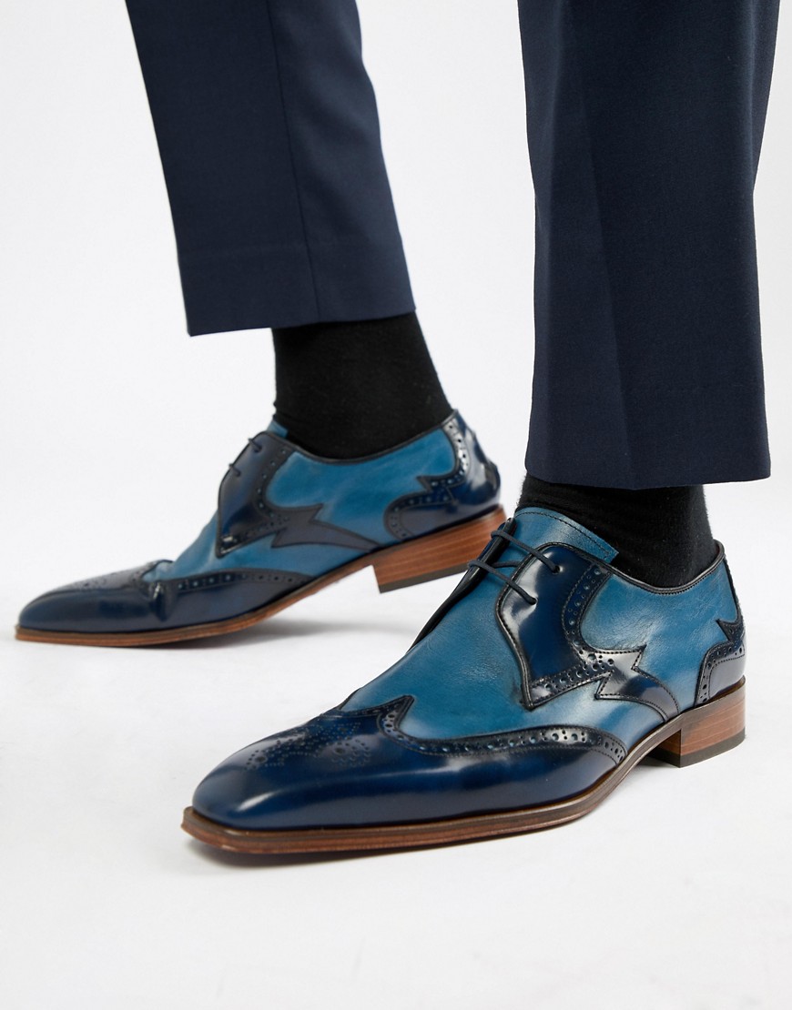 Jeffery West Capone brogue shoes in blue - Blue