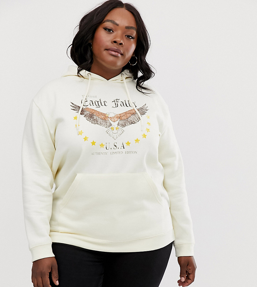 Daisy Street Plus hoodie with eagle graphics
