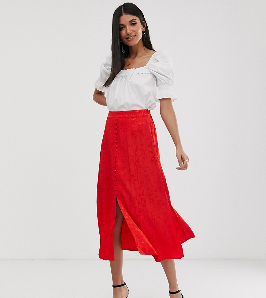 Y.A.S Tall button front jacquard midi skirt