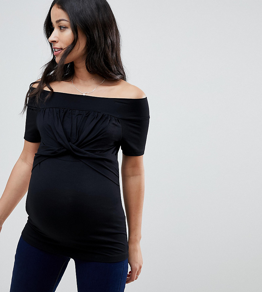 ASOS DESIGN Maternity nursing bardot top - Black