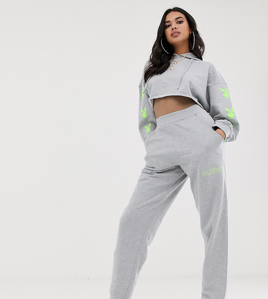 Missguided Playboy co-ord joggers in grey