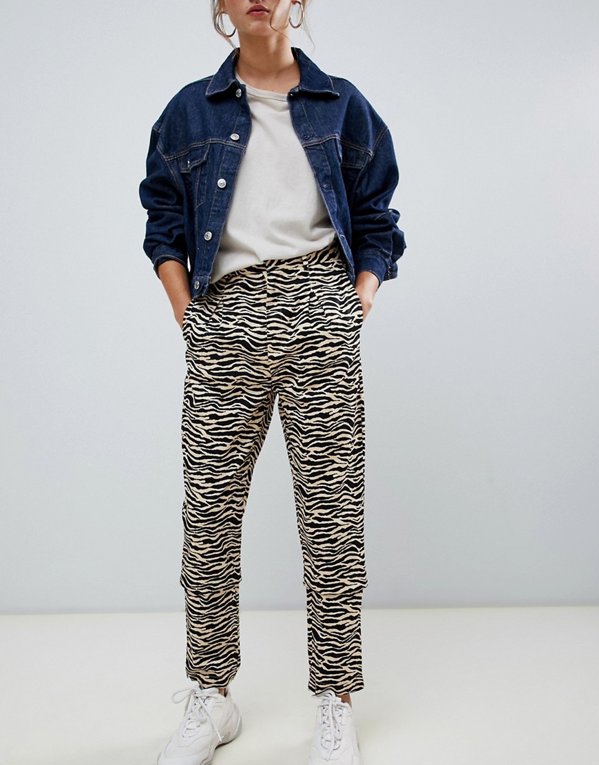 Daisy Street peg trousers in zebra print