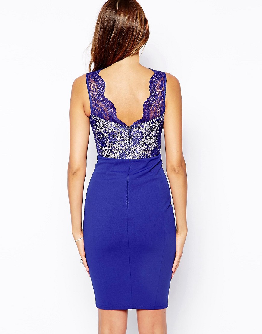 Lipsy | Michelle Keegan Loves Lipsy Bodycon Dress With Lace Mesh Detail ...
