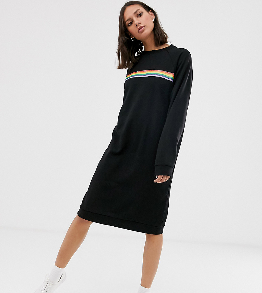 Monki rainbow stripe sweater dress