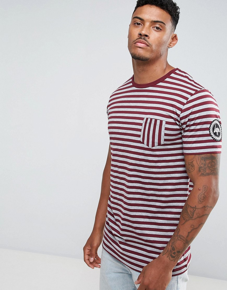 Hype T-Shirt In Grey With Burgundy Stripes