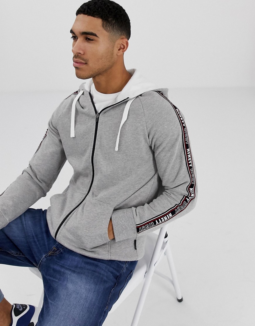 Burton Menswear zip through hoodie in grey marl