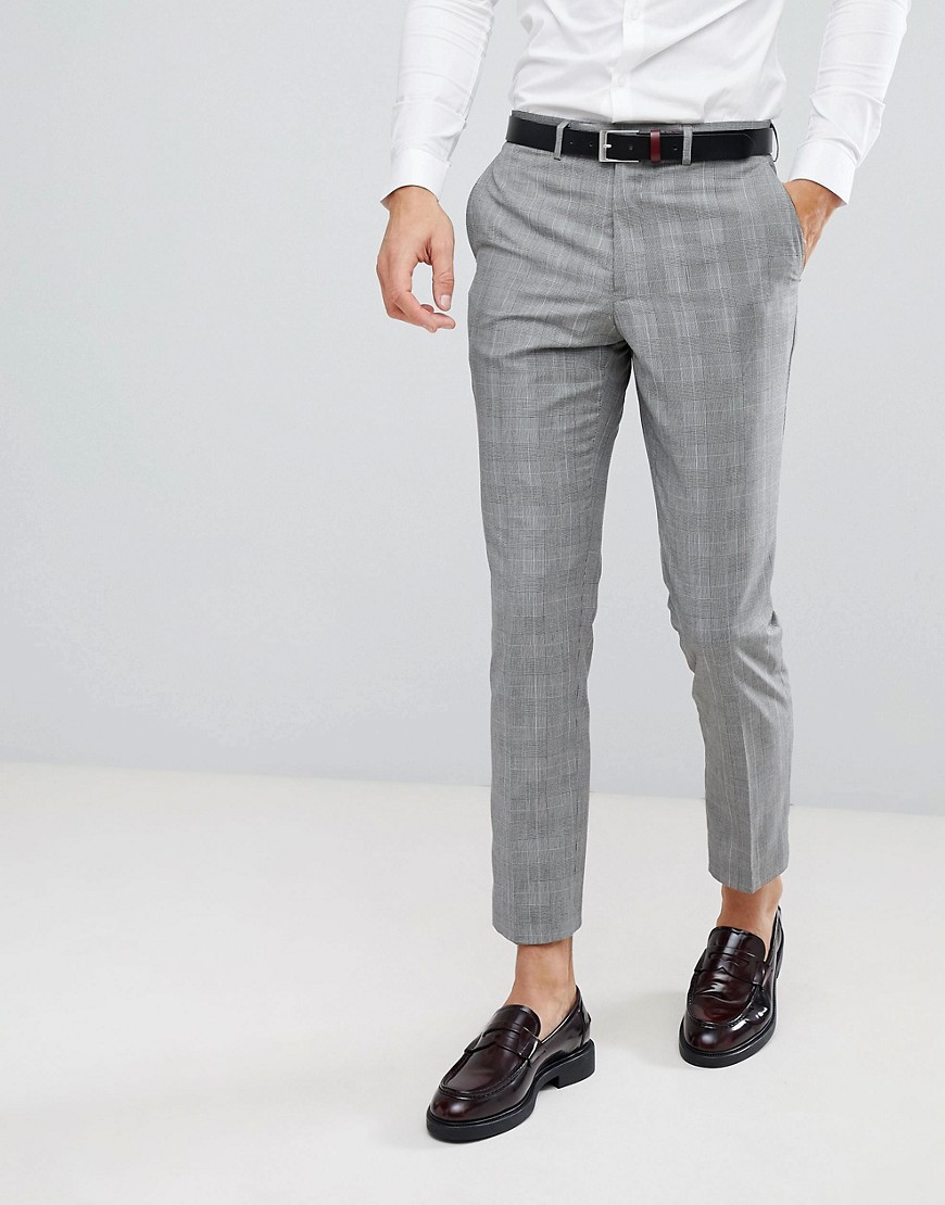 French Connection Skinny Wedding Suit Trouser in Check - Light grey