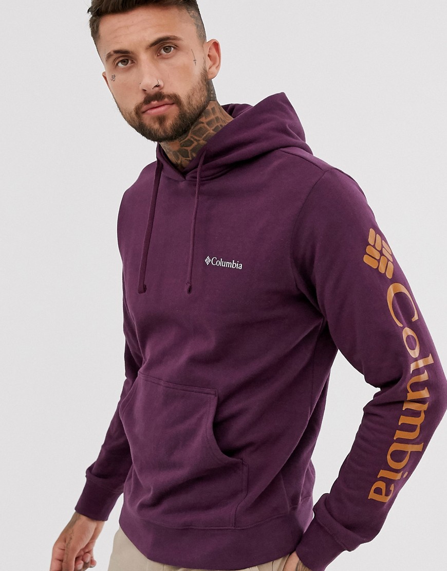 Columbia Viewmont II Sleeve graphic hoodie in purple