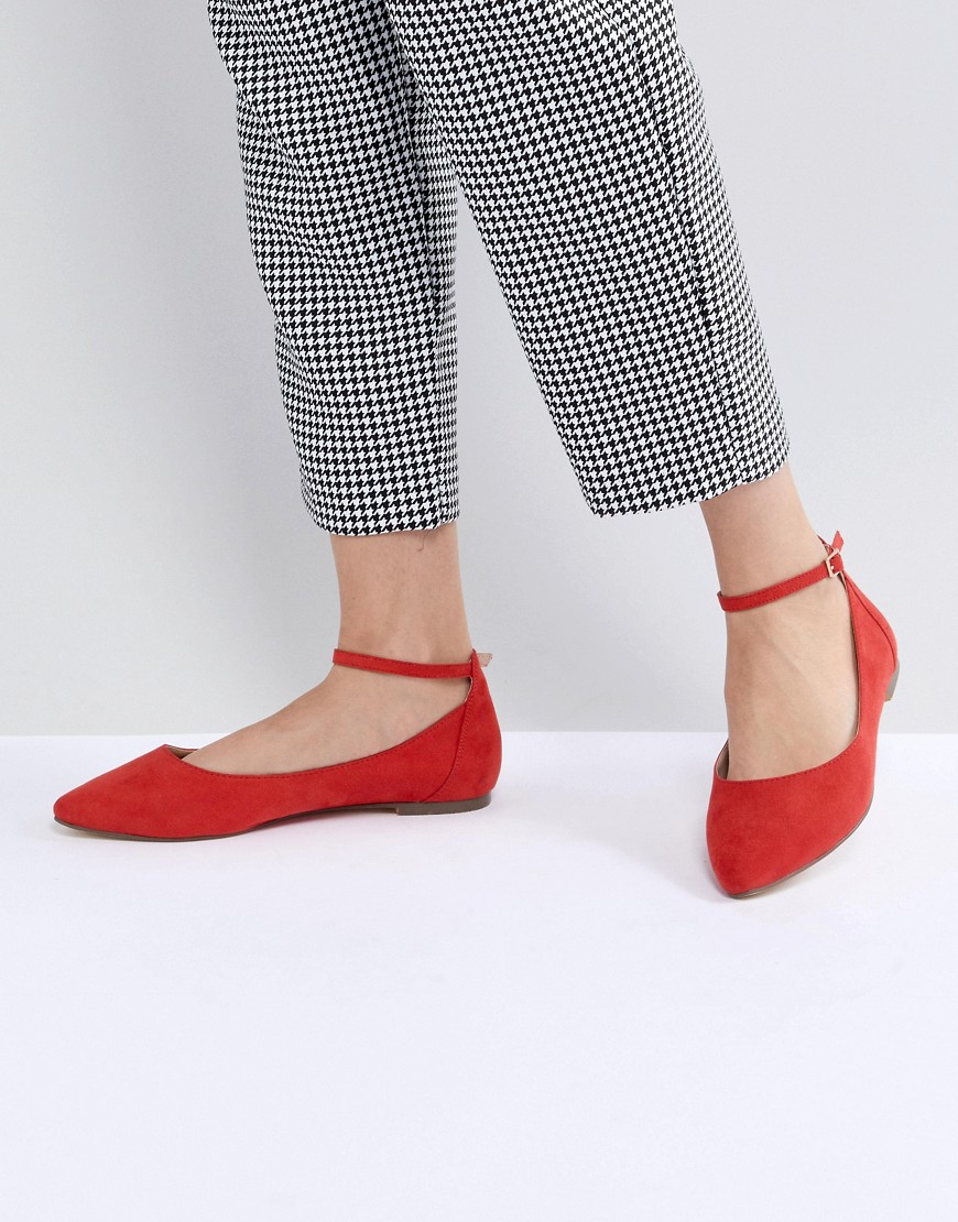 Faith Allie Red Pointed Flat Shoes