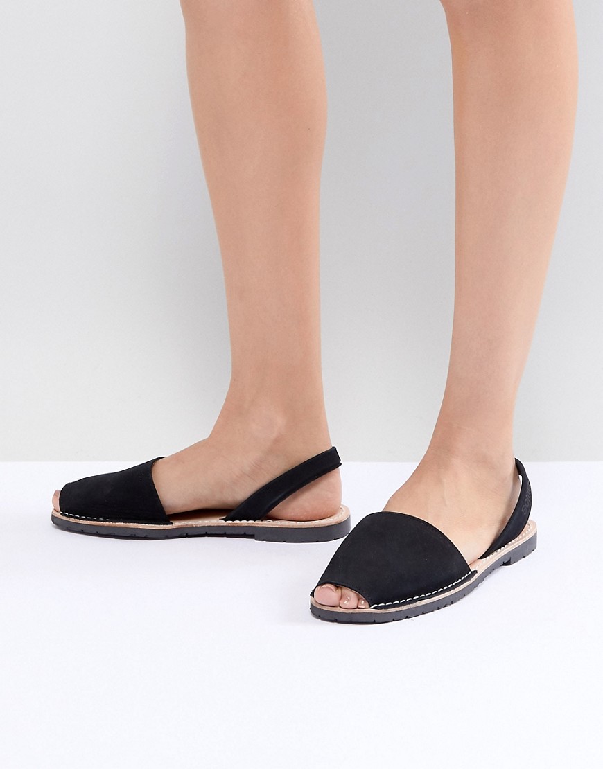 Solillas Black Leather Menorcan Sandals - Black
