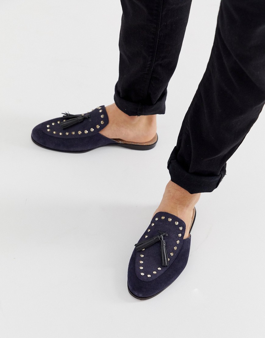 House Of Hounds Helios slip on loafers in navy suede