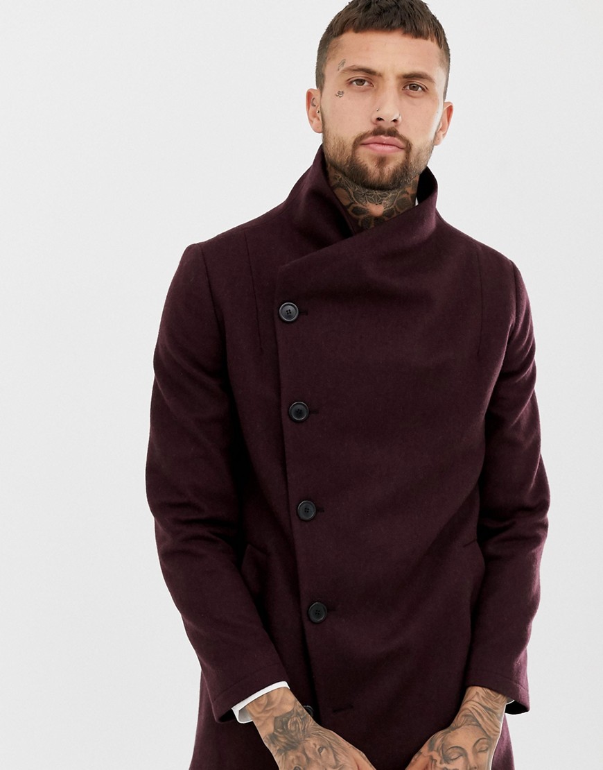 Religion coat In burgundy with asymmetric buttons In burgundy - Burgundy